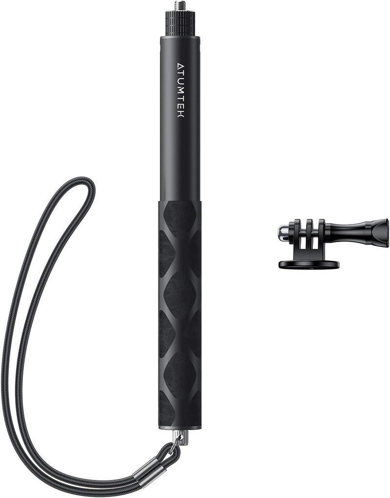 ATUMTEK 45" Invisible Selfie Stick, 1/4" Extended Monopod Pole, Solid and Compact Design for Insta360, for GoPro, DJI, Action Camera (Buckle Mount for GoPro and Wrist Strap Included) - Image 1